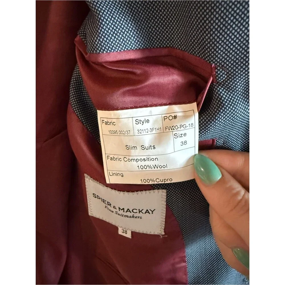 Spier &‎ Mackay Suit Jacket 38 Slim Blue Contemporary Blazer